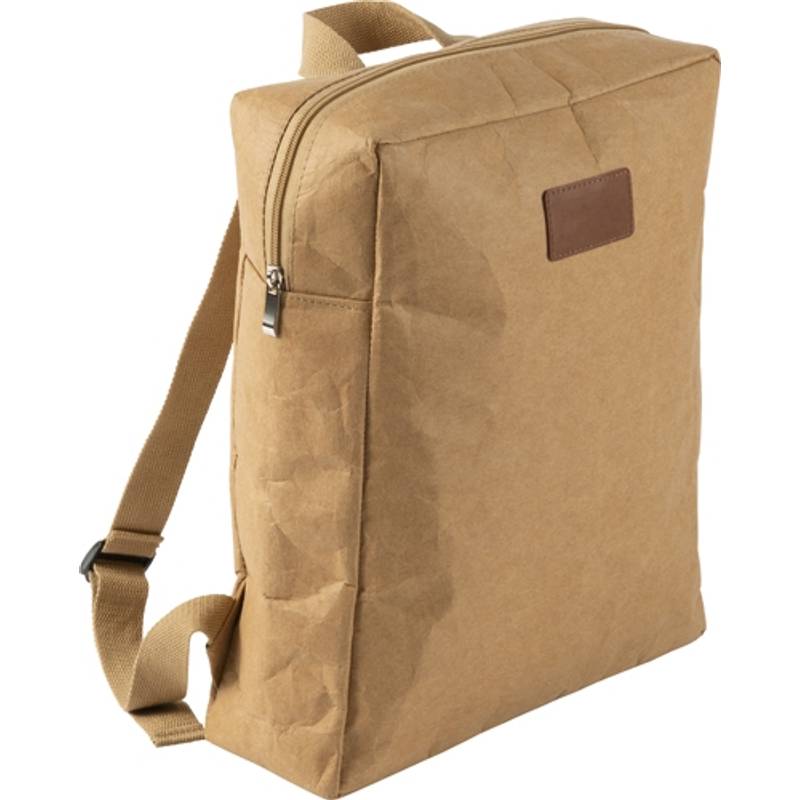 Menší jednoduchý batoh z laminovaného papíru, hnědá Menší jednoduchý batoh z laminovaného papíru, hnědá